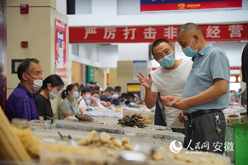 清早的中国（亳州）中药材专业市场十分热闹。人民网 陈若天摄