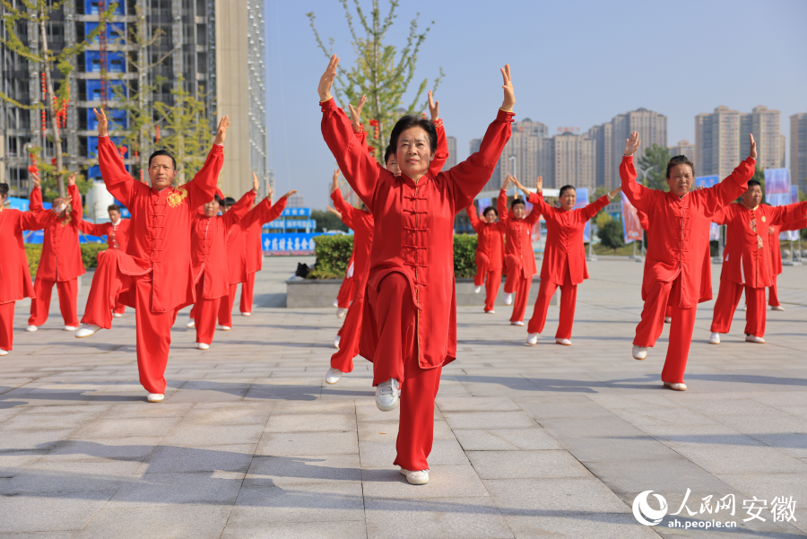 五禽戏。人民网记者 王晓飞摄