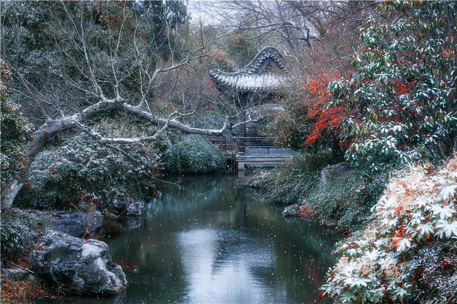 银装素裹的尤园雪景，分外妖娆。张亚辉摄